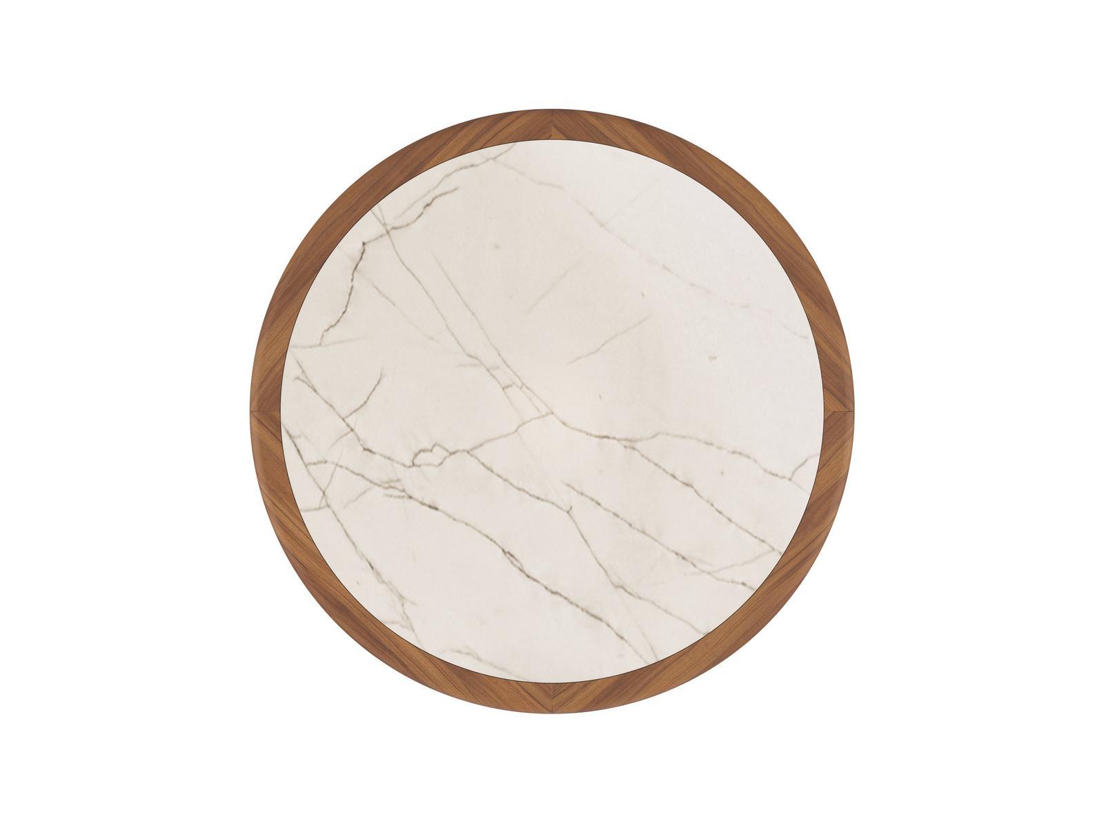 Round walnut high side table | New Line by Bruno Zampa