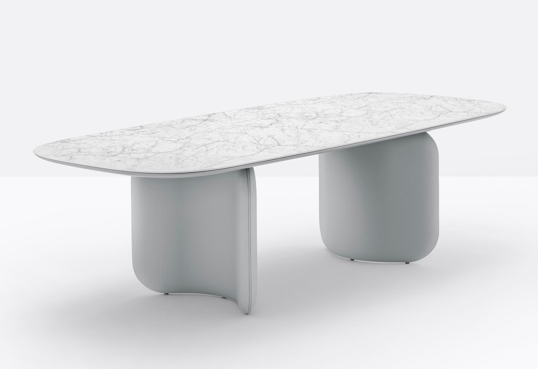 Rectangular marble table with leather-covered base | Elinor Eln200/260/300x110 by Pedrali