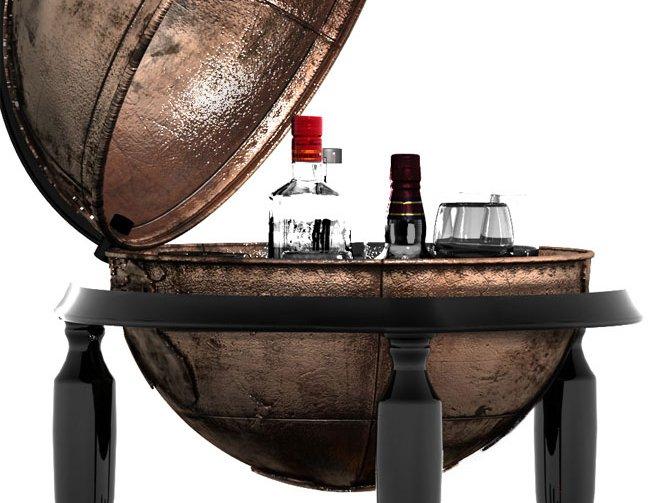 Copper bar cabinet | Equator Globe by Boca Do Lobo