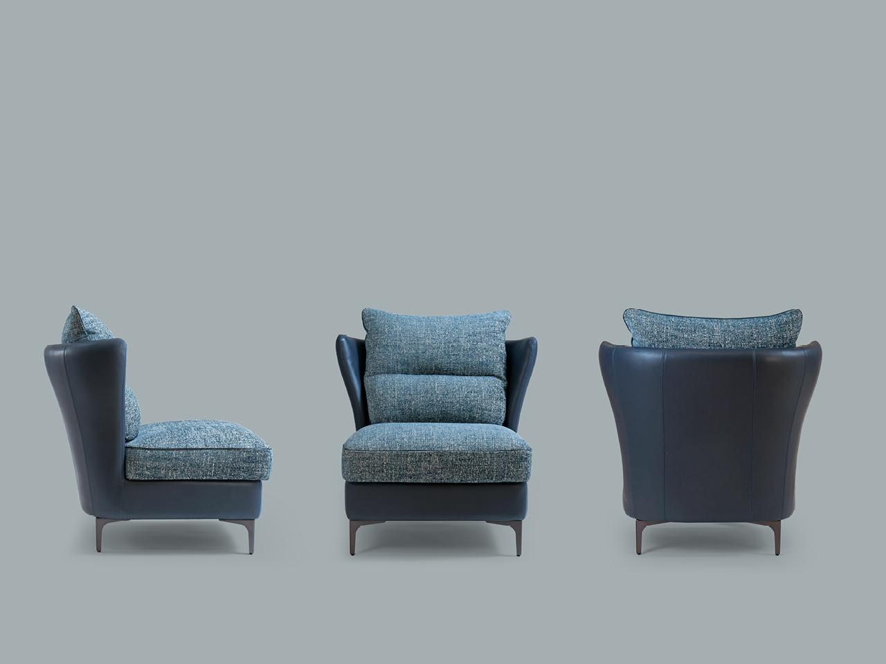 Leather and fabric armchair | Voltaire by Borzalino