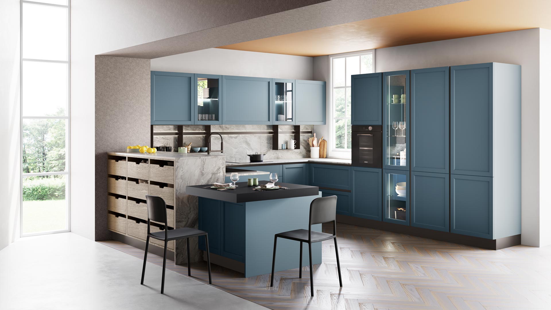 Lacquered kitchen with handles Creo kitchens Contempo