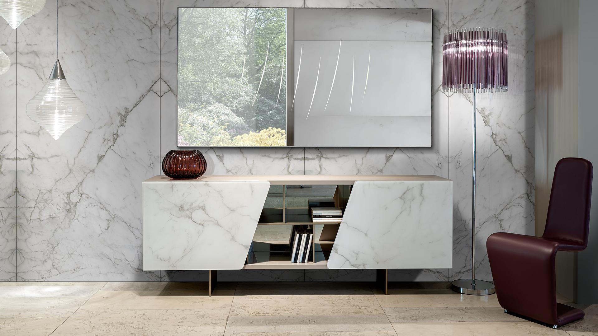 Glass sideboard with sliding doors | Vertigo by Reflex