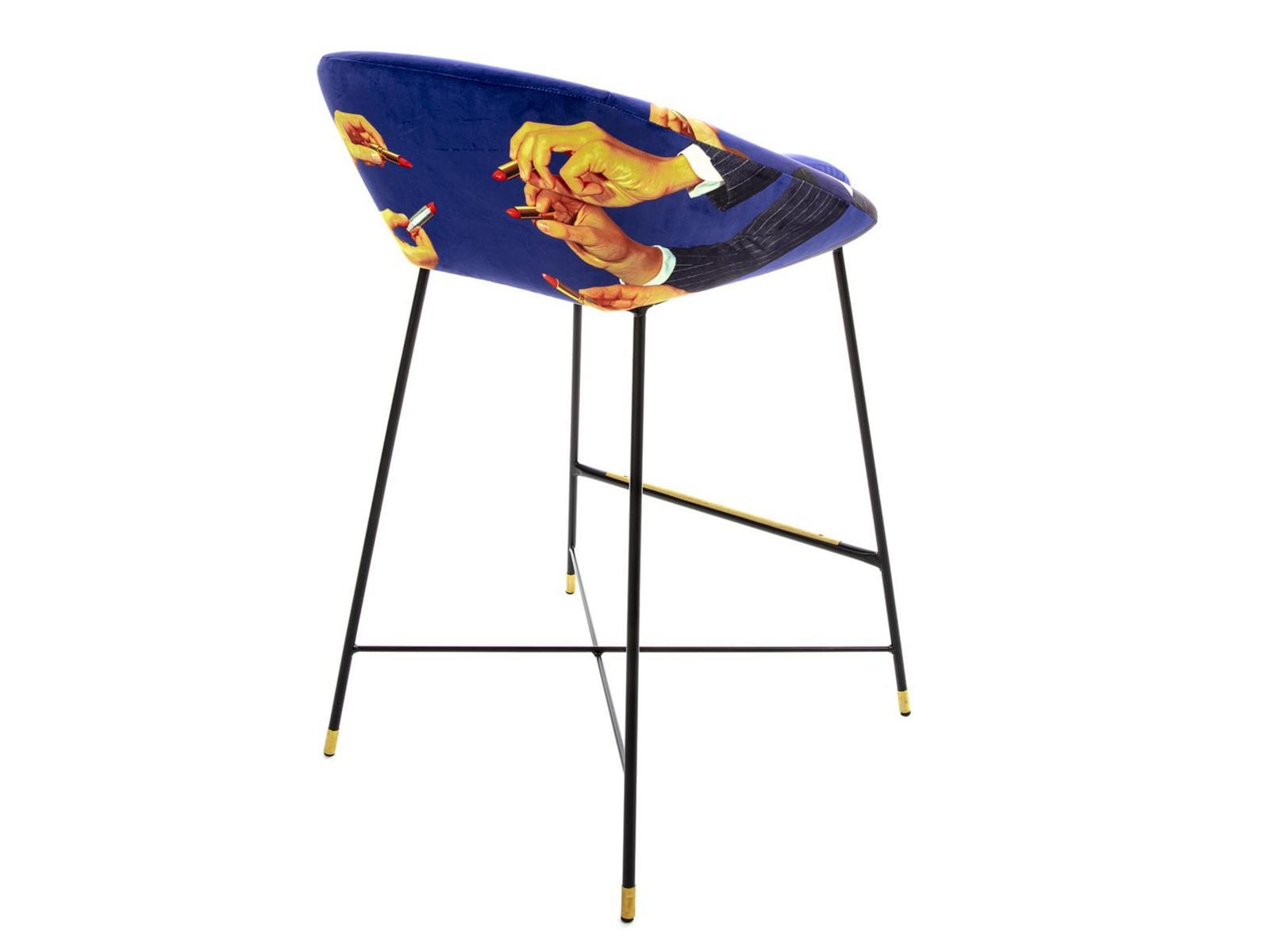 High fabric stool with back | Lipsticks by Seletti
