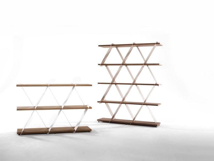 Open freestanding double-sided wooden bookcase | Castle by Tonin Casa