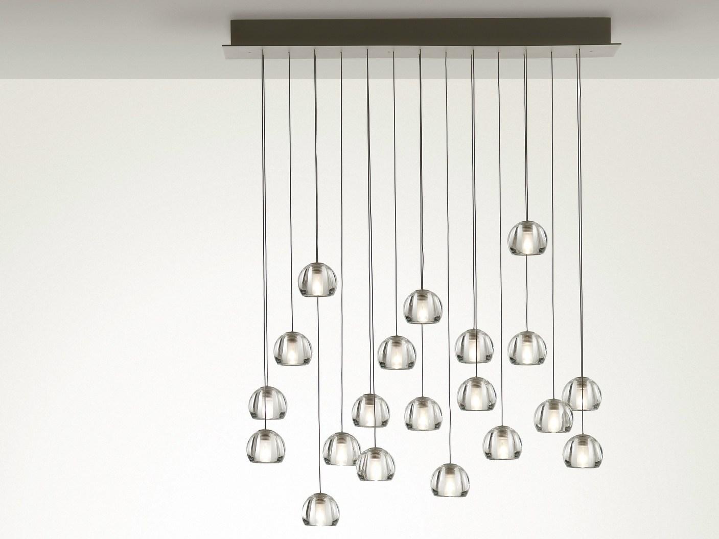 Direct light crystal pendant lamp | Multispot Beluga by Fabbian