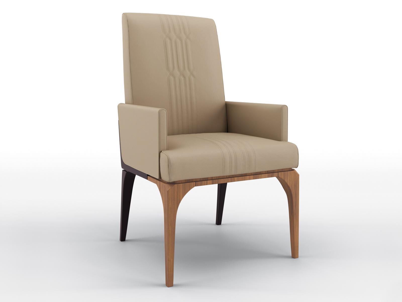 Upholstered leather chair with armrests | Sunrise by Bruno Zampa