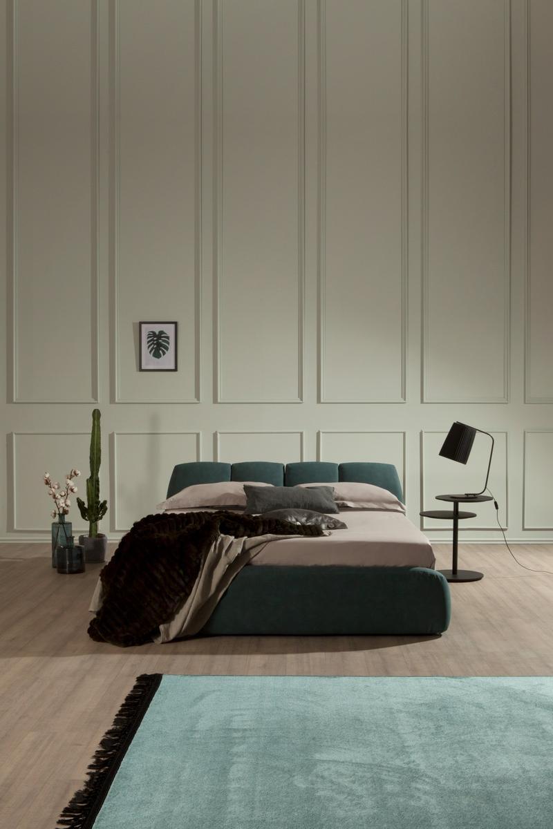 Upholstered leather storage bed | Tuny by Tonin Casa