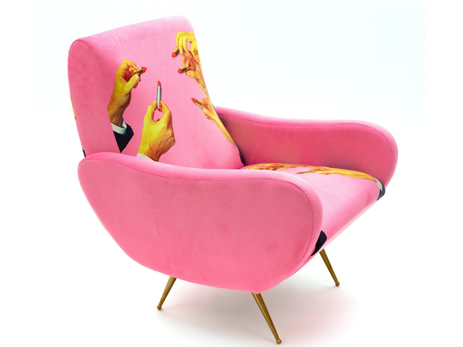 Fabric armchair with armrests | Lipstick Pink by Seletti