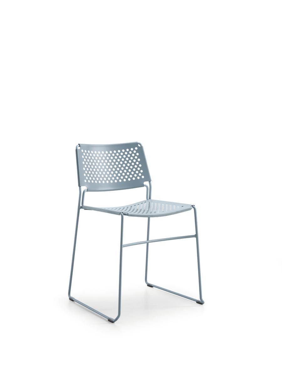 Sled base stackable steel garden chair | Slim by Midj