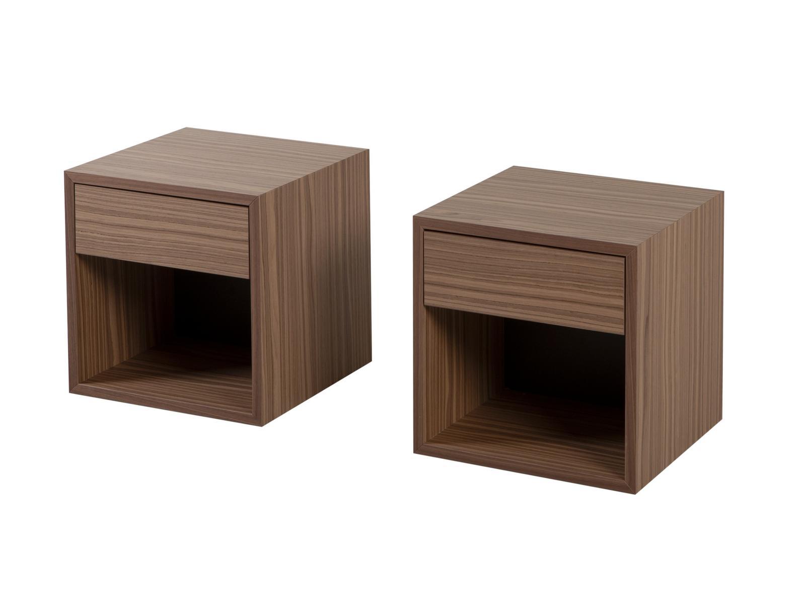 Square walnut bedside table with drawers | Cubo by Tonin Casa