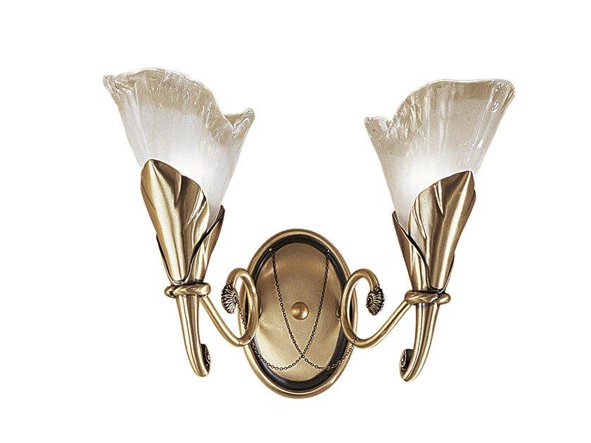 Antique Brass wall light with white glass | Creamy 315/a2 by Possoni Illuminazione