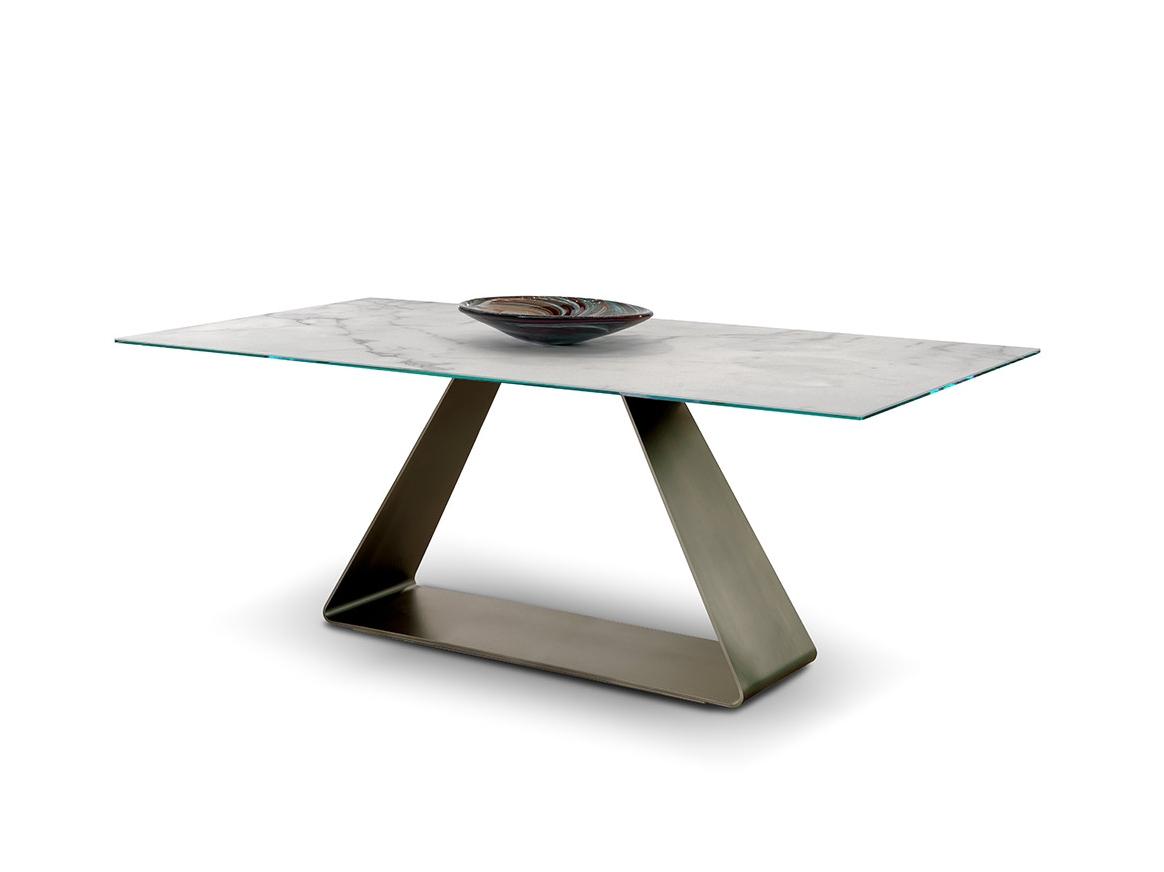 Rectangular Marble glass dining table | Oh by Reflex