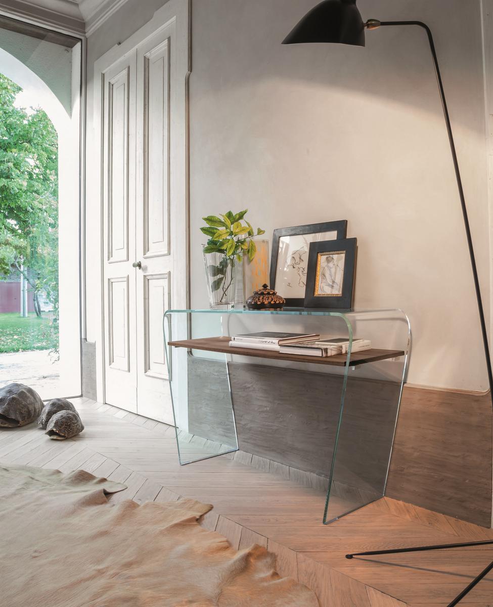 Rectangular glass console table with shelving | Altamura by Tonin Casa