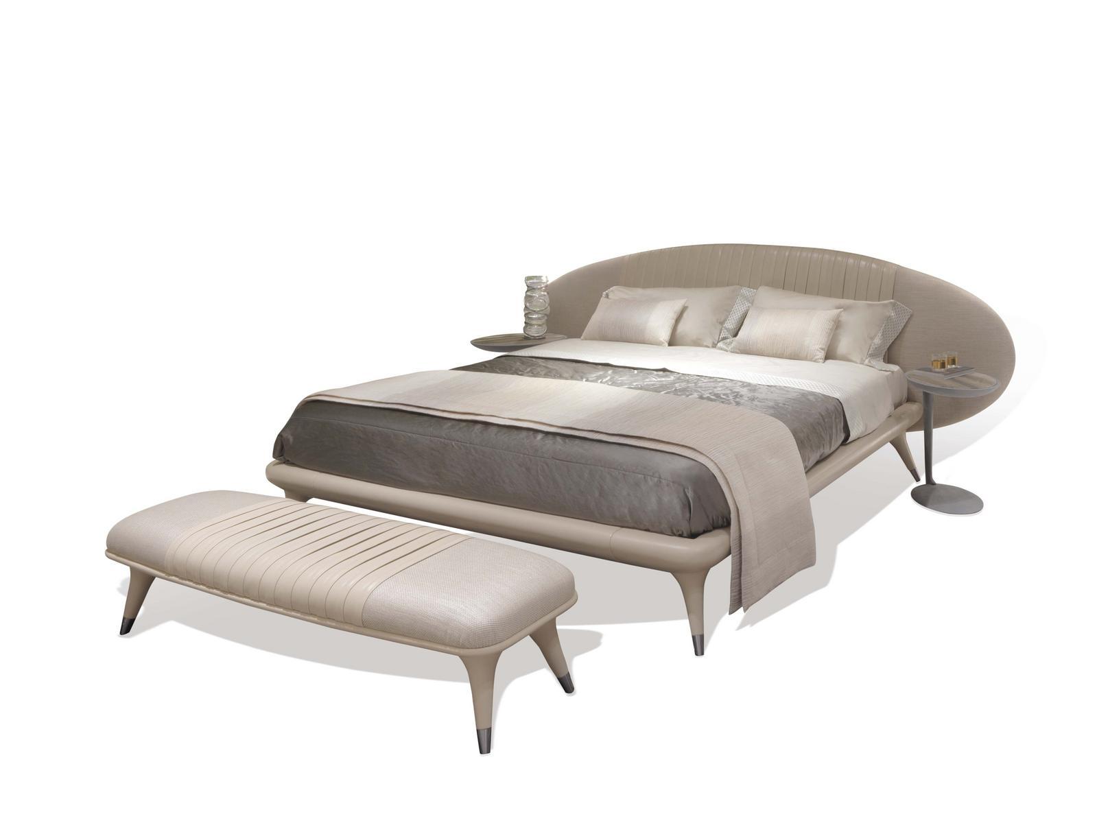 Upholstered leather double bed | Princess by Visionnair