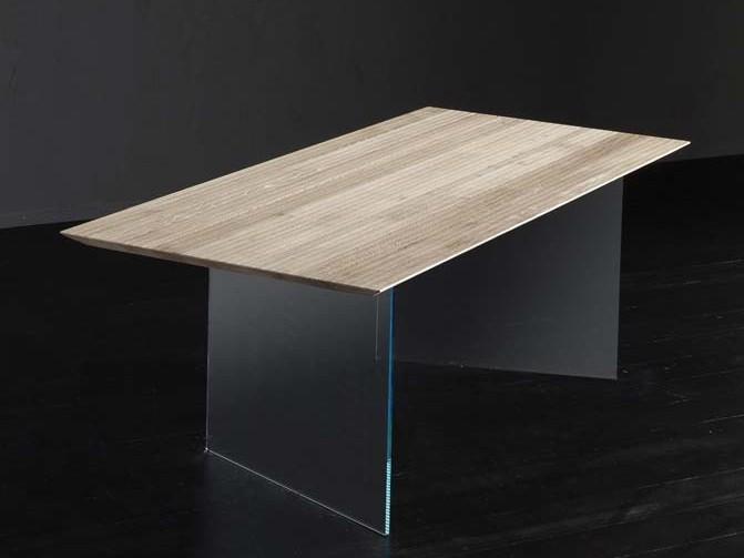 Rectangular wood and glass dining table | Toledo + Ice by Altacorte