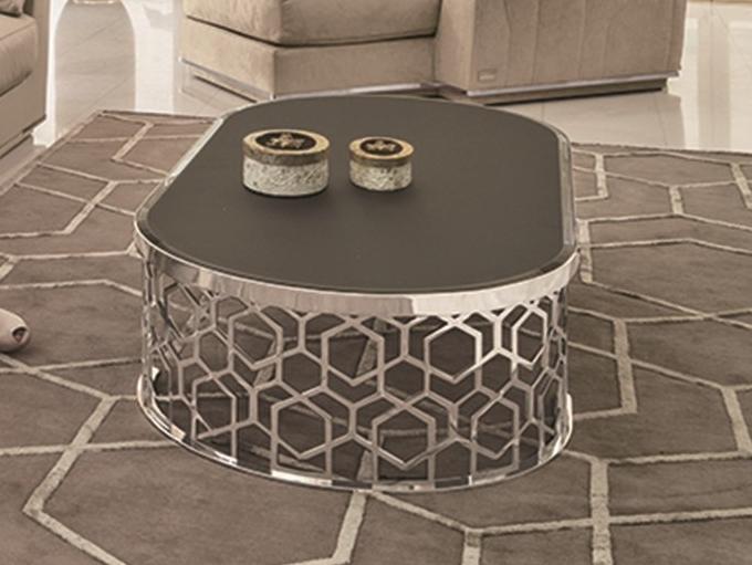 Oval leather coffee table | Manfred by Longhi