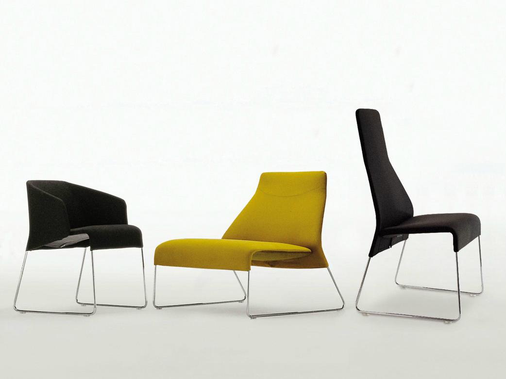 Sled base high-back fabric chair | Lazy '05 by B&B Italia