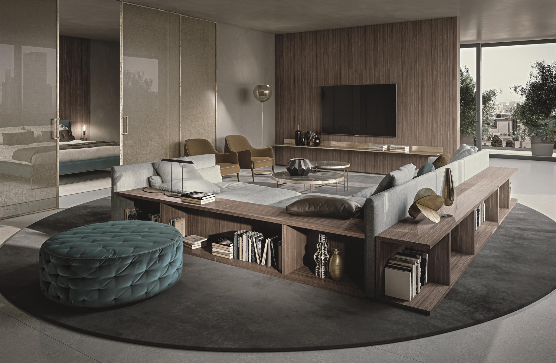 Tufted round fabric pouf | Miller by Frigerio