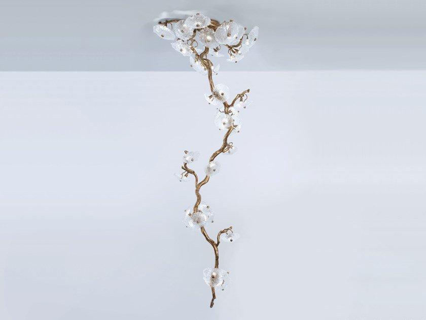 LED handmade bronze pendant lamp | Nenufar Ct3384/35 by Serip