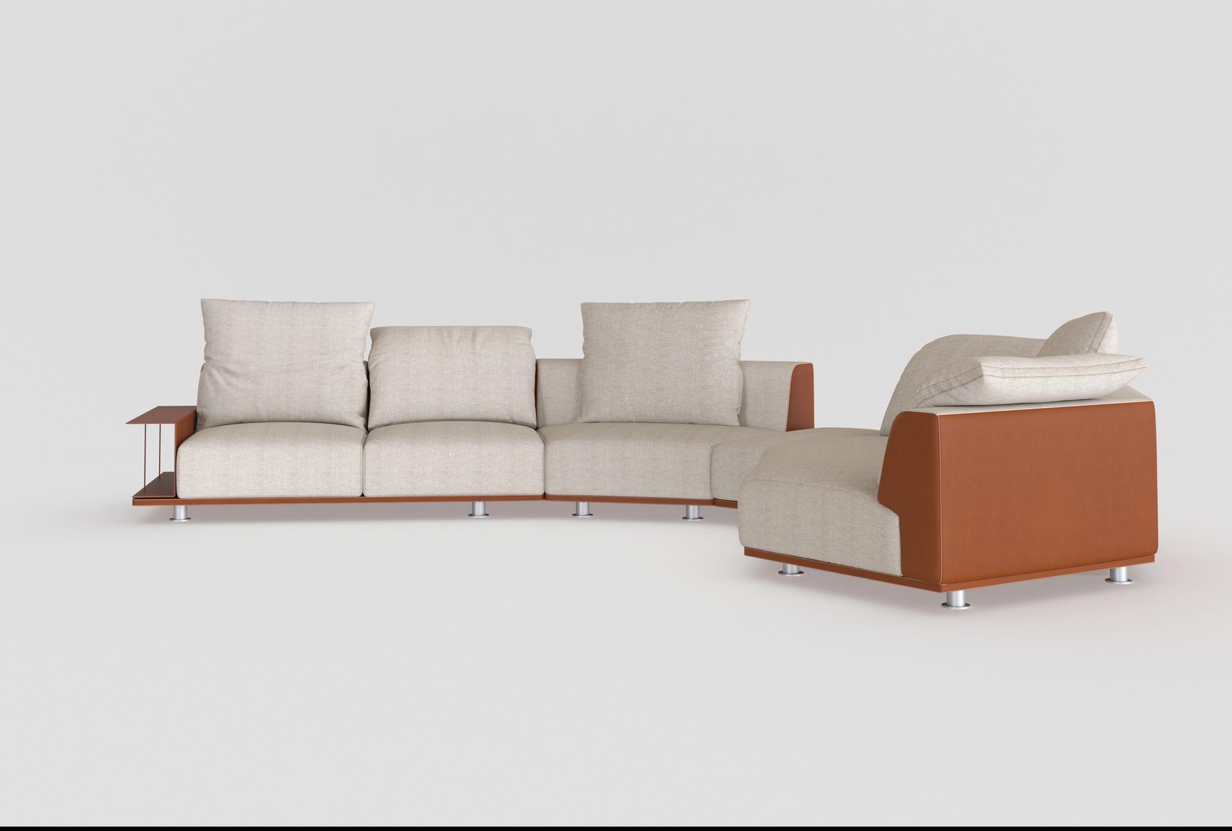 Sectional leather and fabric sofa | Grand Tour by Mantellassi 1926