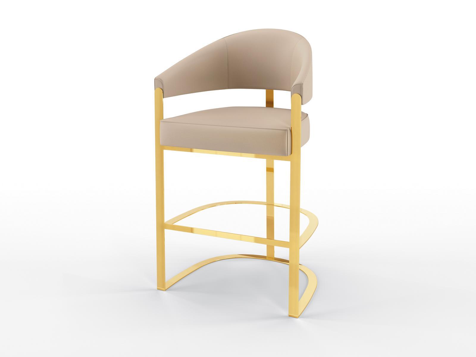 High upholstered leather barstool | Ariston by Bruno Zampa
