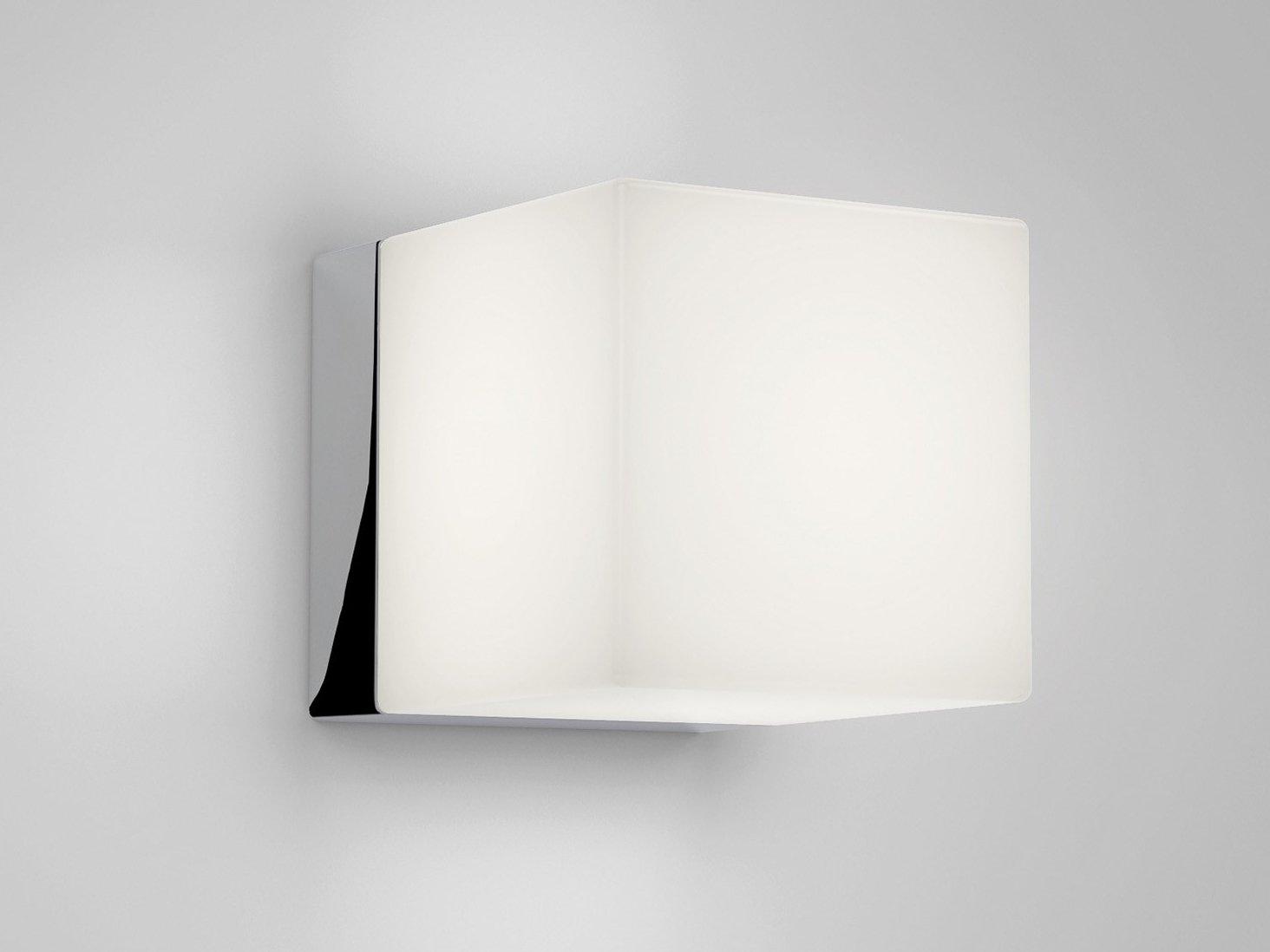 LED glass and steel wall light | Cube by Astro lighting
