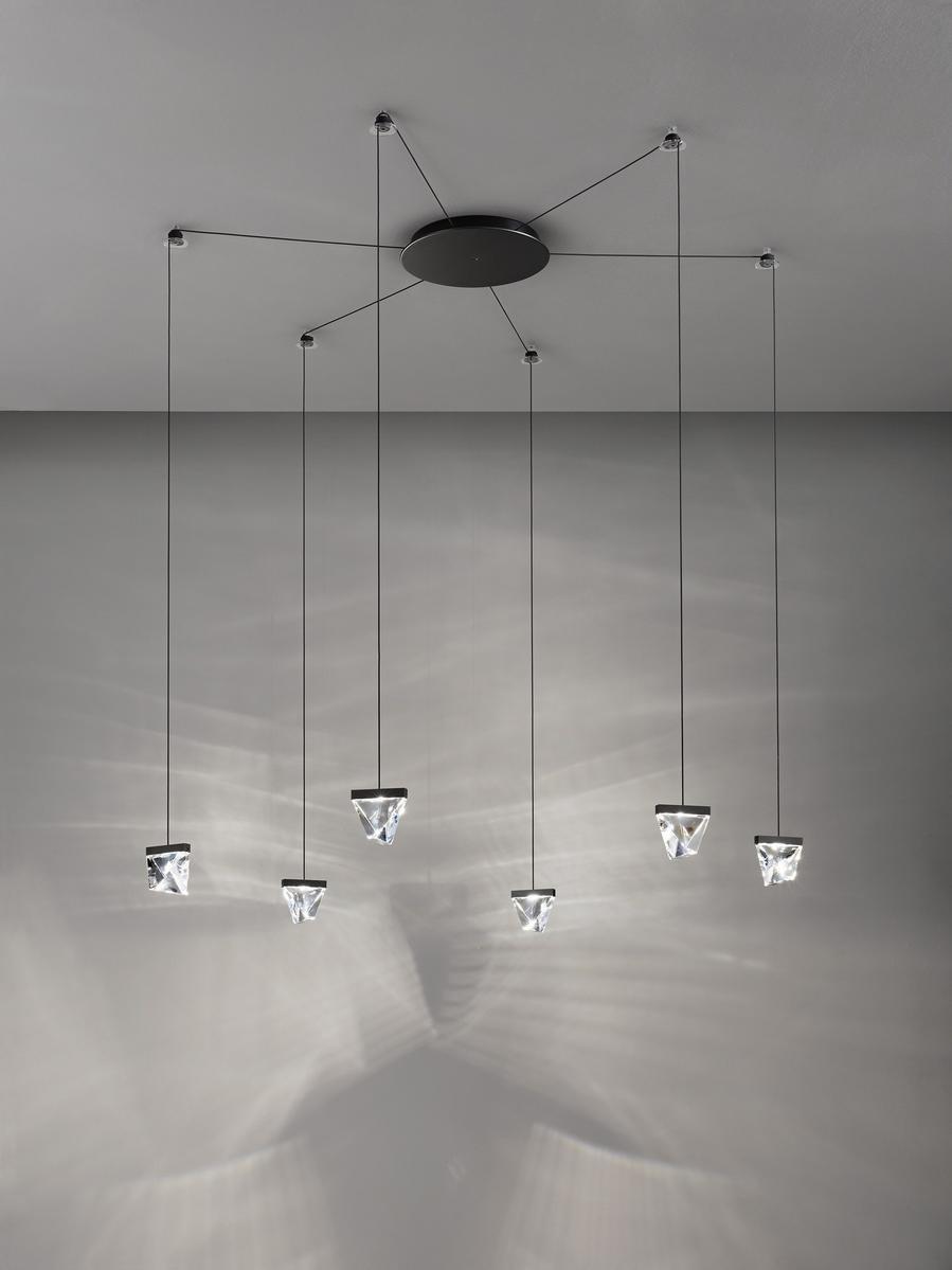 LED crystal pendant lamp | Tripla 6 Spots by Fabbian