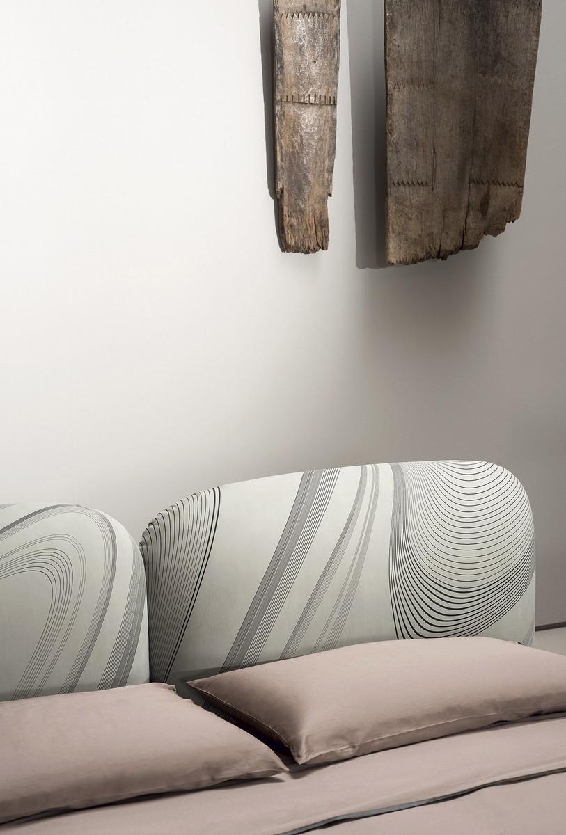 Leather double bed with upholstered headboard |  by Baxter