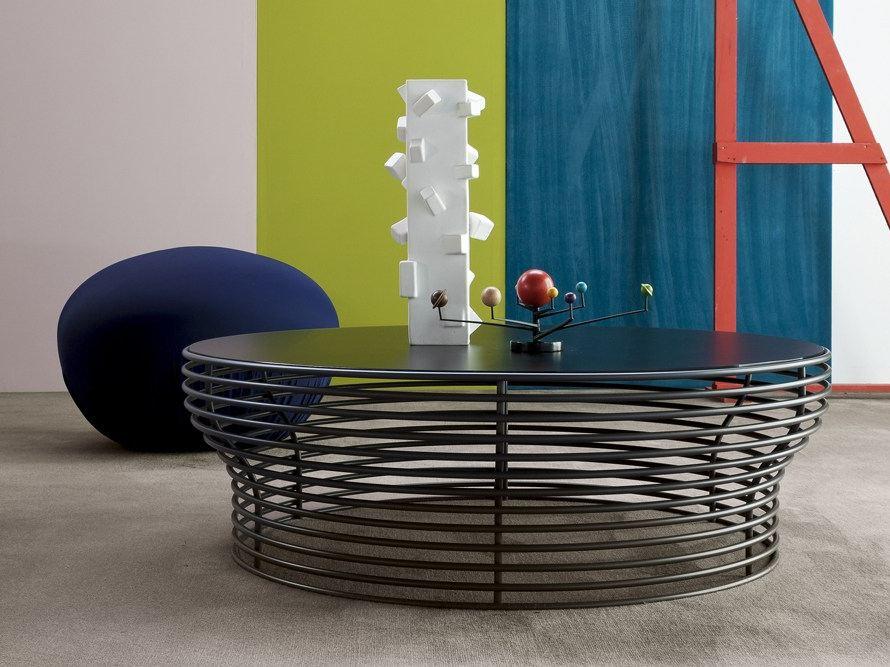 Round glass and steel coffee table | Orion by Bonaldo