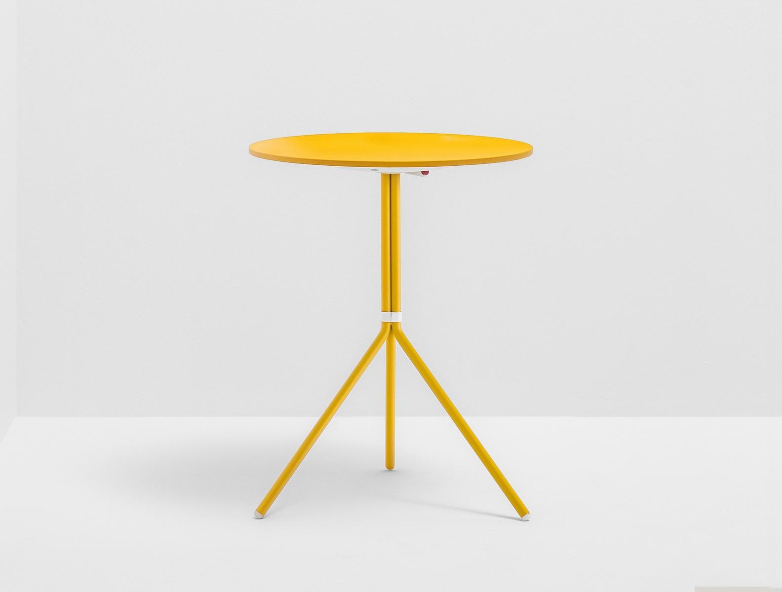 Folding round steel garden table | Nolita 5453t by Pedrali