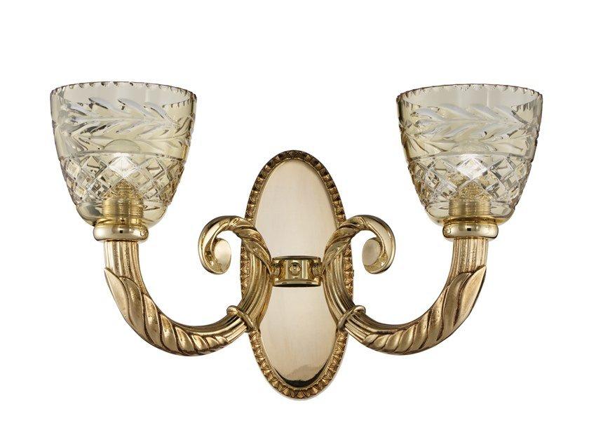 Shaded gold plated wall light with amber crystal | Clarissa 4500/a2 by Possoni Illuminazione