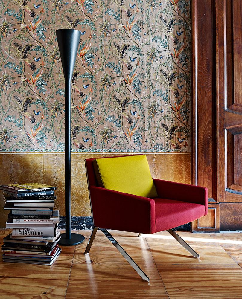 Fabric easy chair with armrests | Theo by B&B Italia