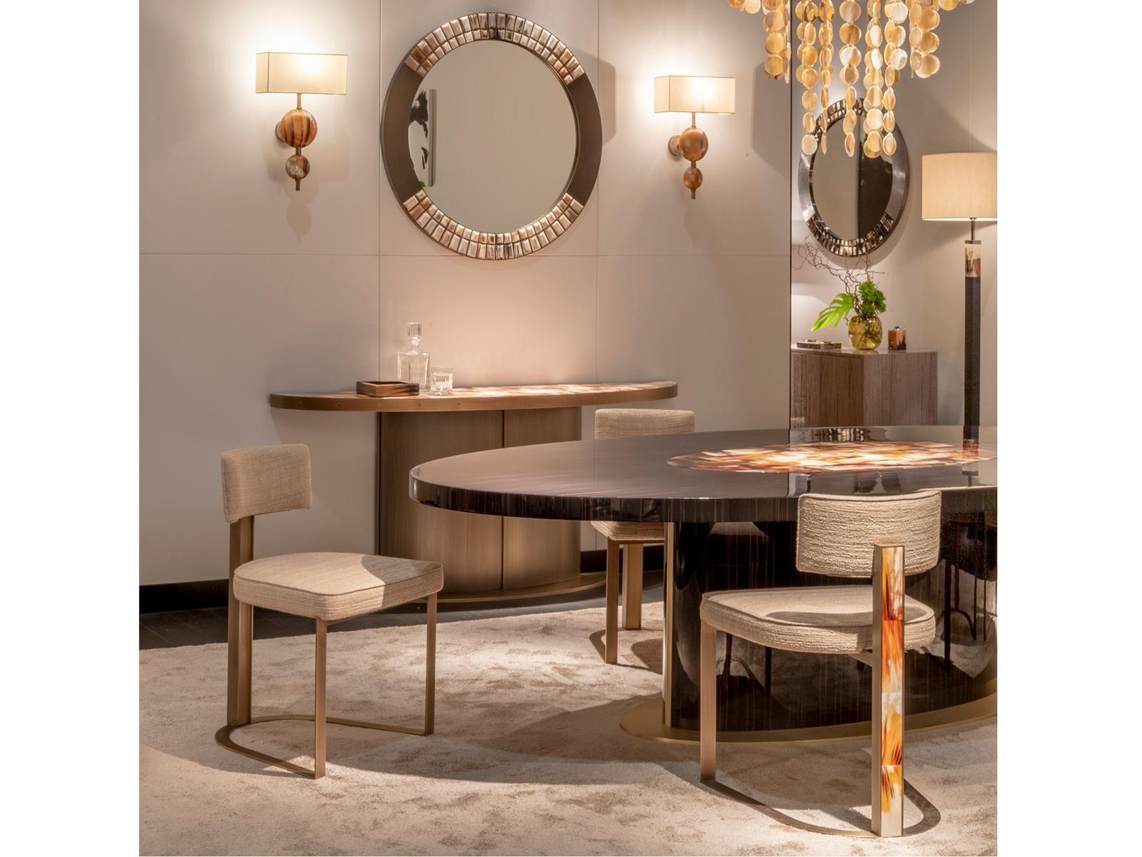 Upholstered fabric chair with burnished metal base | Sveva 6042b by Arcahorn