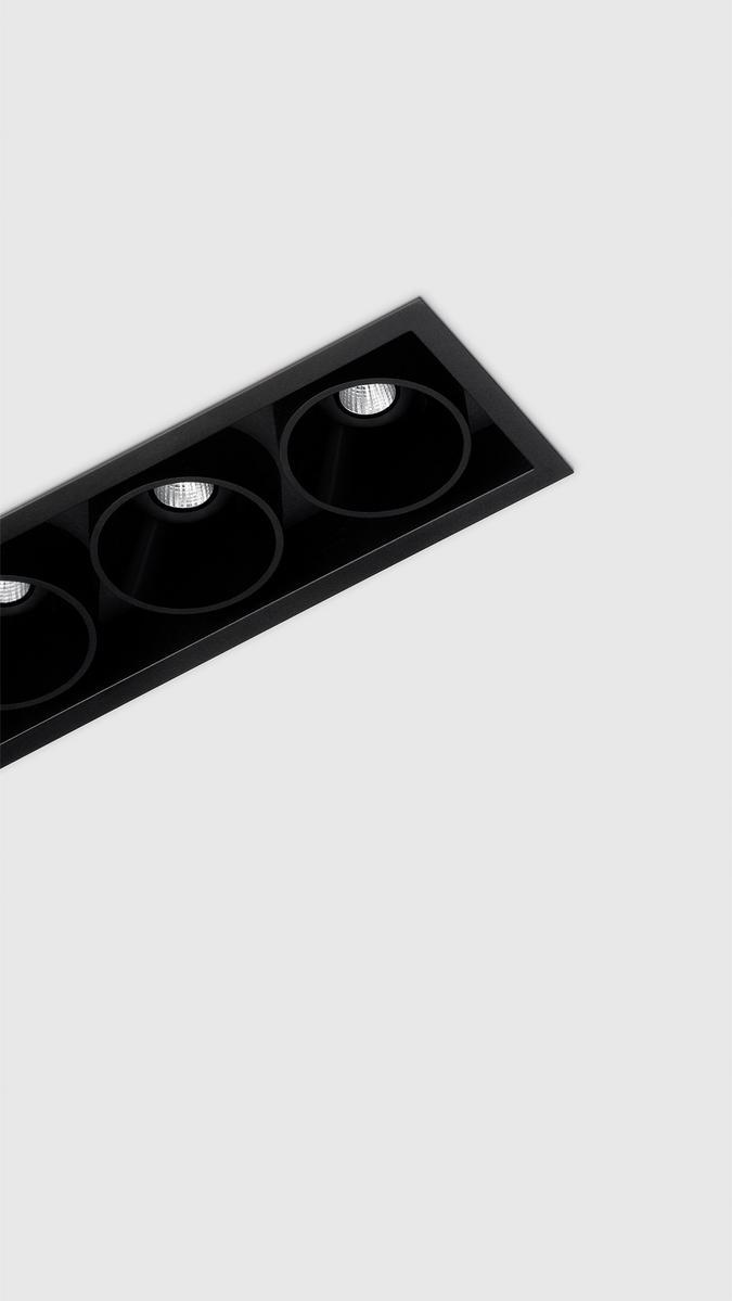 LED recessed multiple aluminium spotlight | Black Foster Recessed 5 by Arkoslight