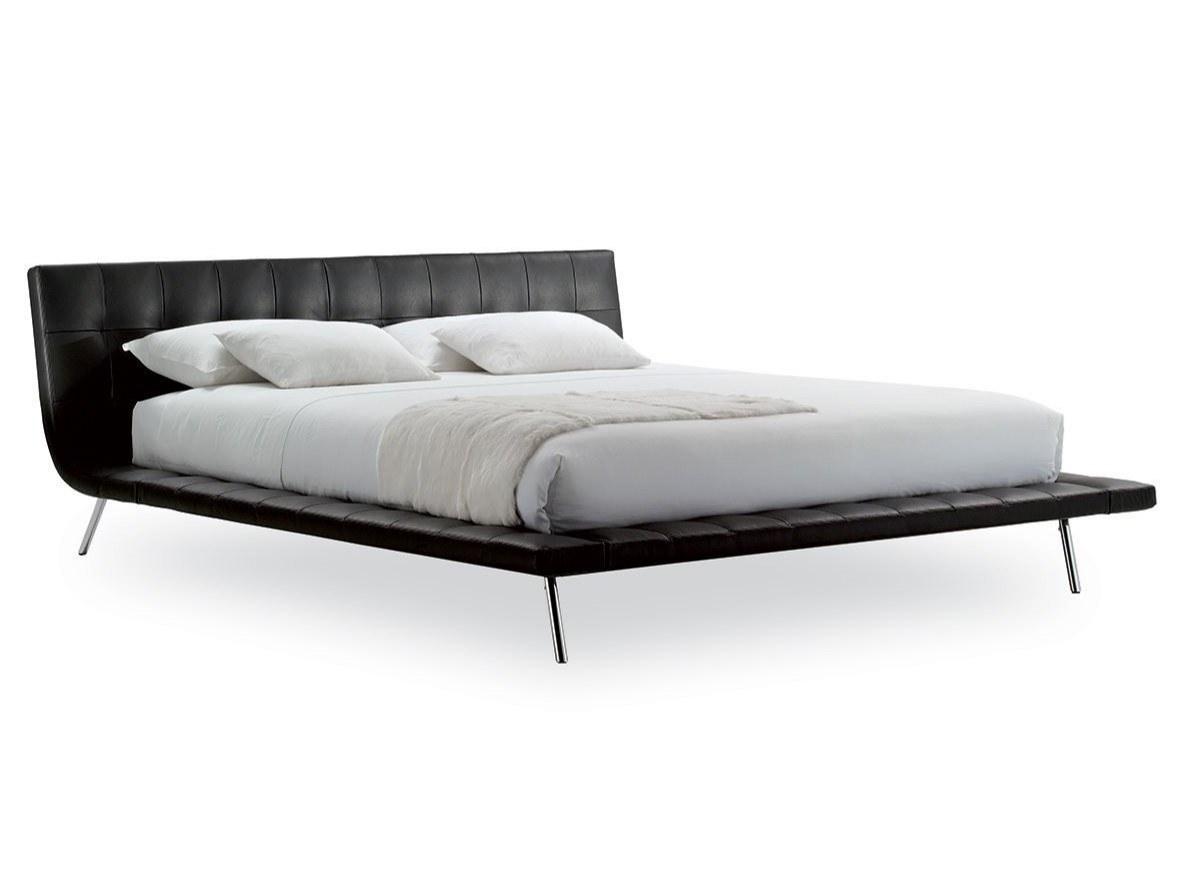 Leather double bed with tufted headboard | Onda by Poliform