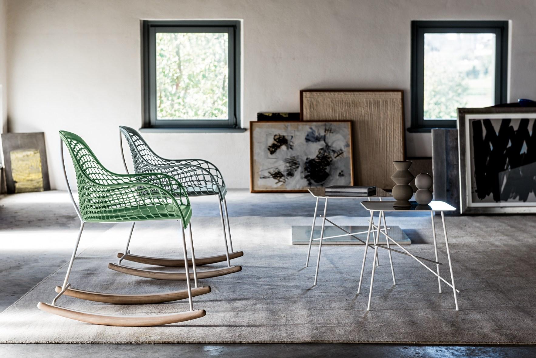 Rocking tanned leather chair | Guapa Dn by Midj