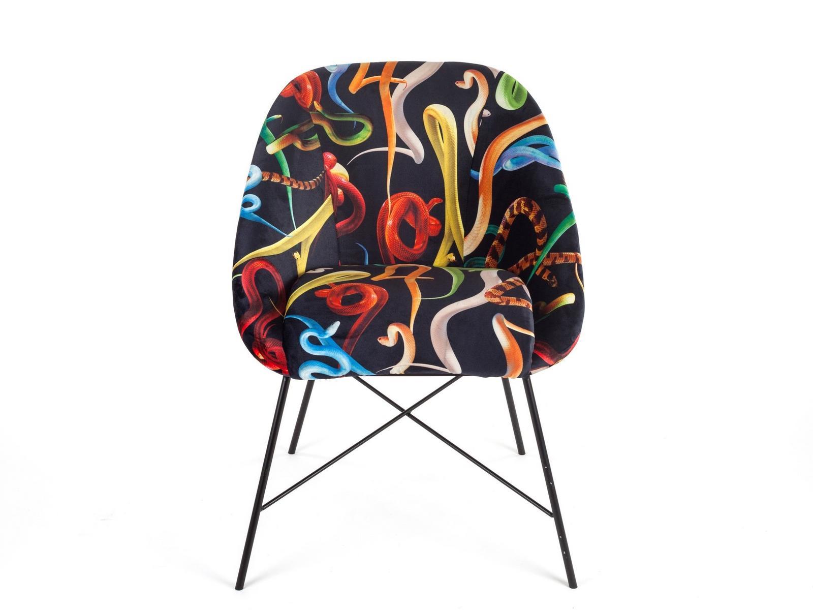 Upholstered fabric chair | Snakes by Seletti