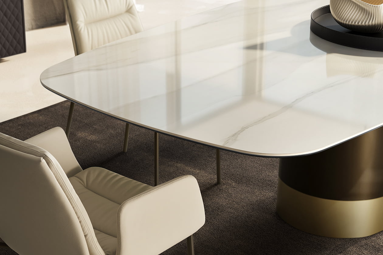 Round ceramic table in a luxury style | Cilindro ceramic by Eforma