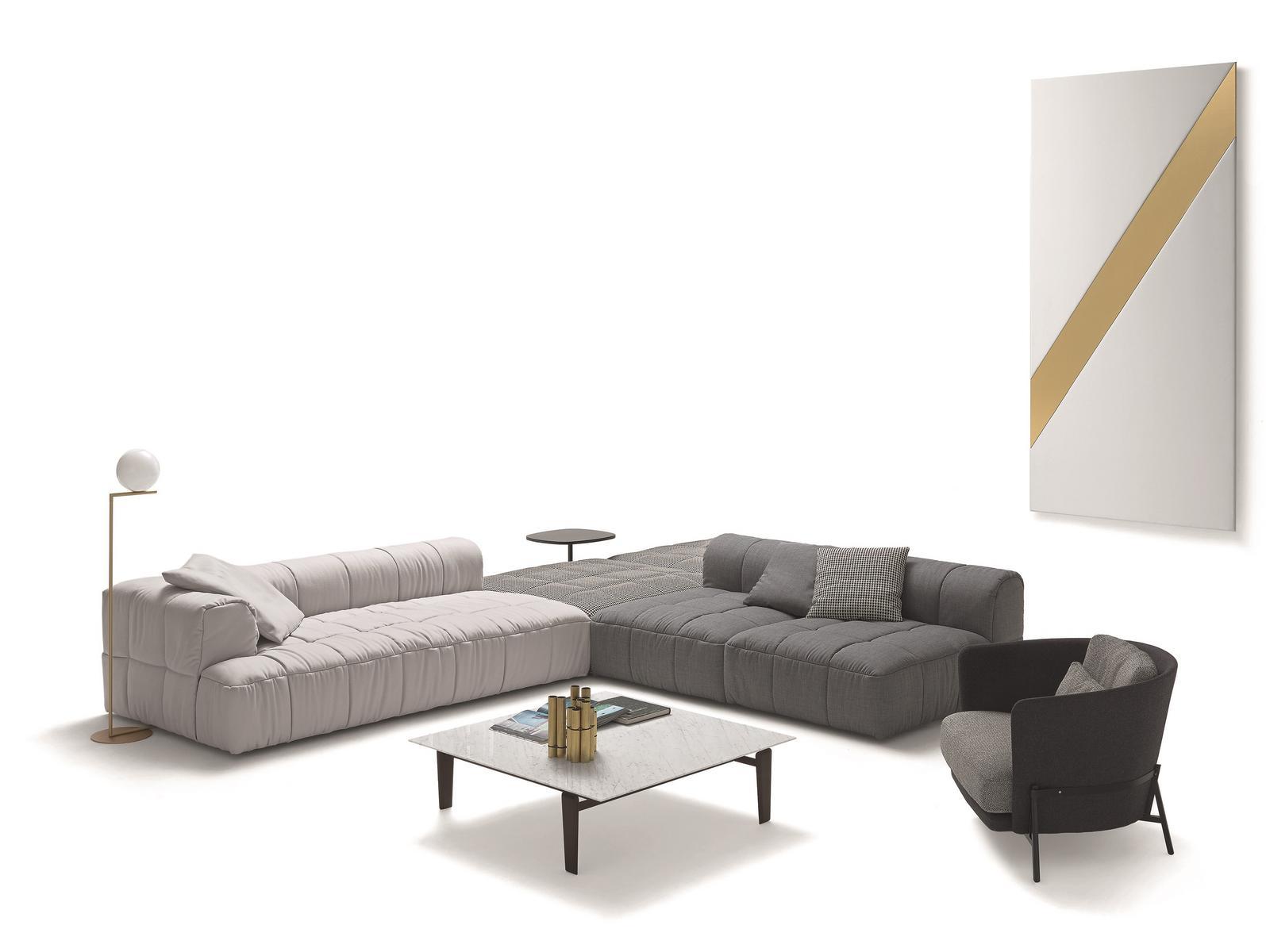 Fabric armchair with armrests with integrated magazine rack | Cradle by Arflex