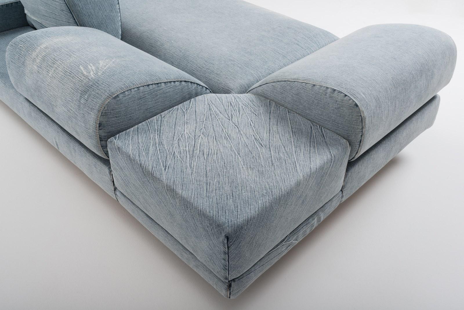 Convertible 3 seater denim fabric sofa | Rocco by Mantellassi 1926