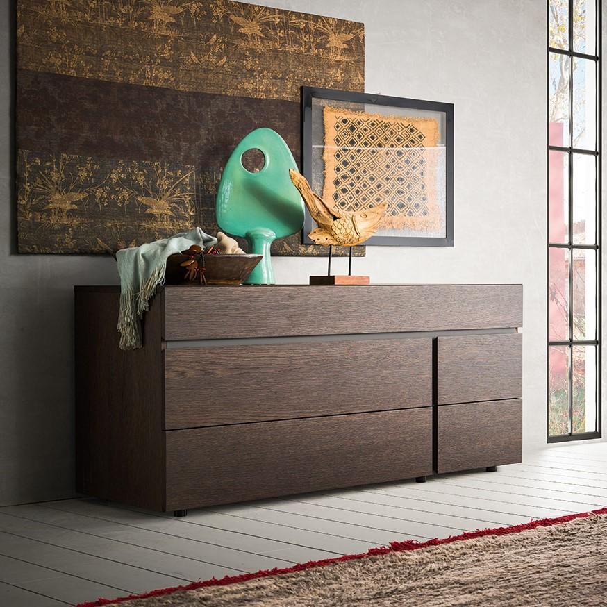 Rectangular veneer chest of drawers with integrated handles | Twice by ALF Dafre