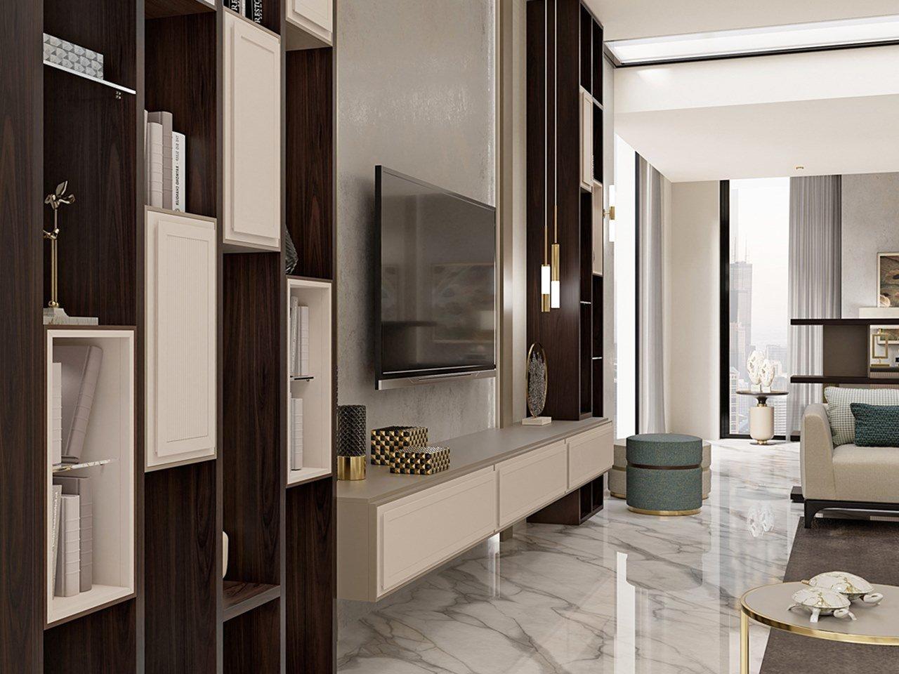 Custom wooden TV wall system | Pr.862.1 by Stella del Mobile