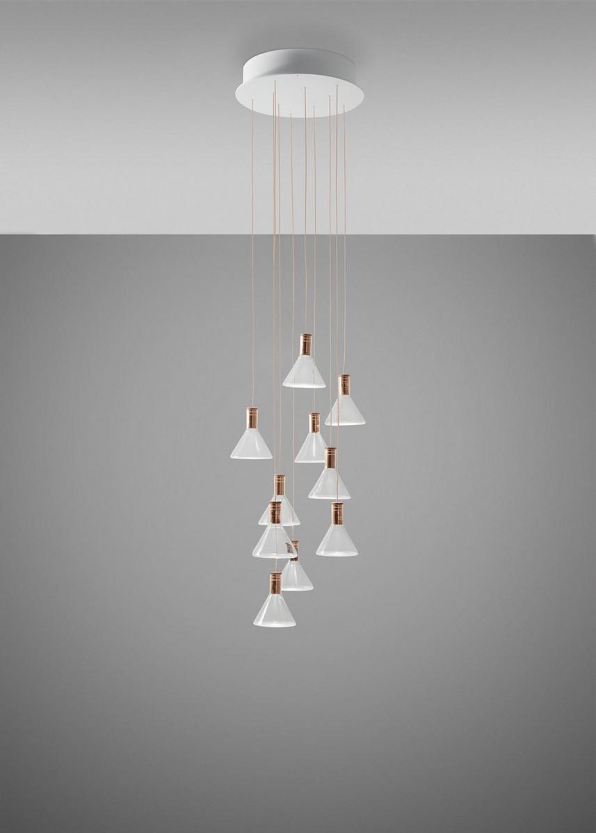 LED Borosilicate glass pendant lamp | Multispot Polair by Fabbian