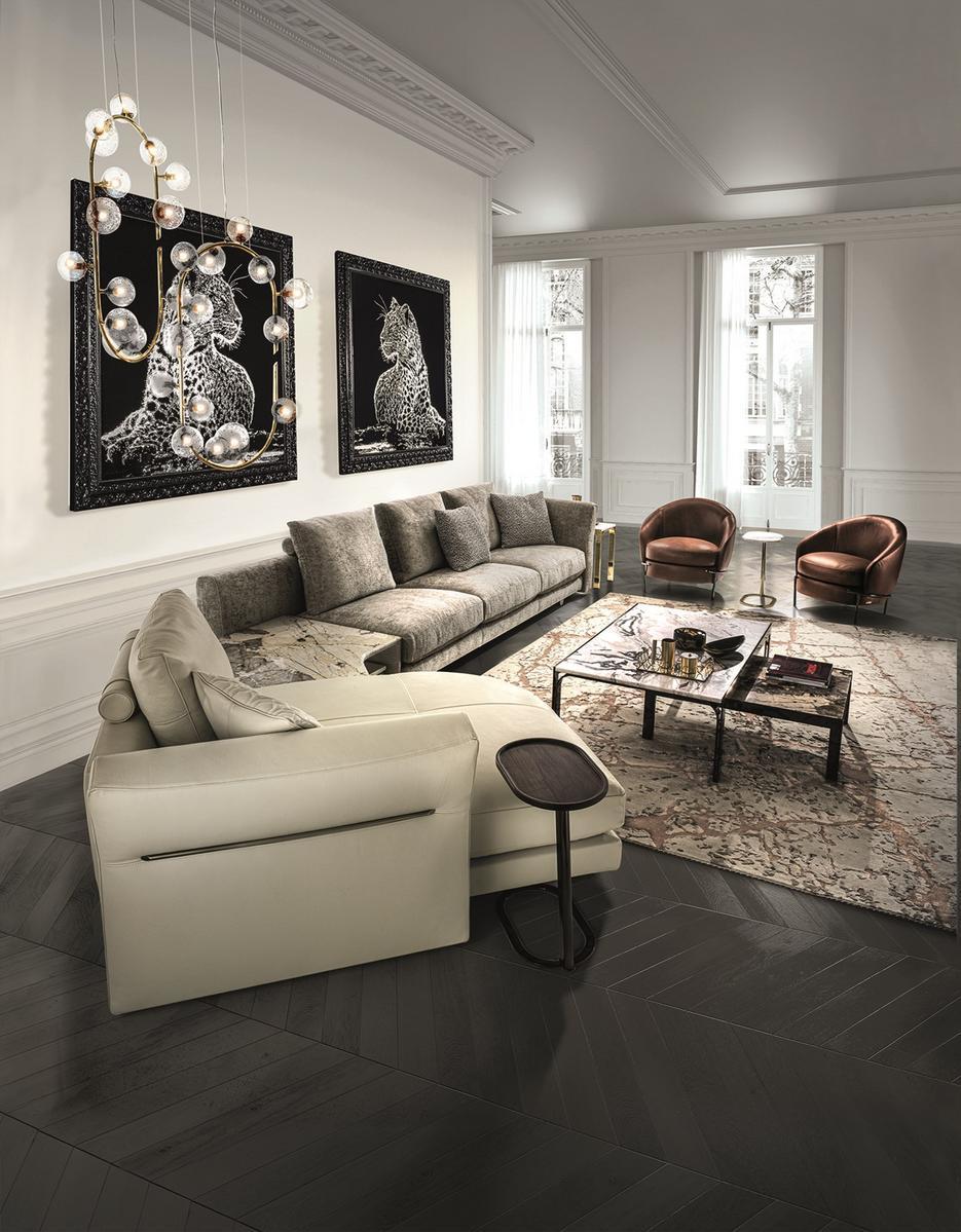 Sectional leather sofa | Riverside by Longhi