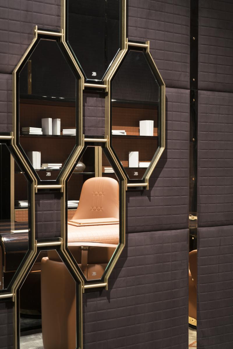 Wall mirror with metal frame | Twin Composition 1 by Bruno Zampa