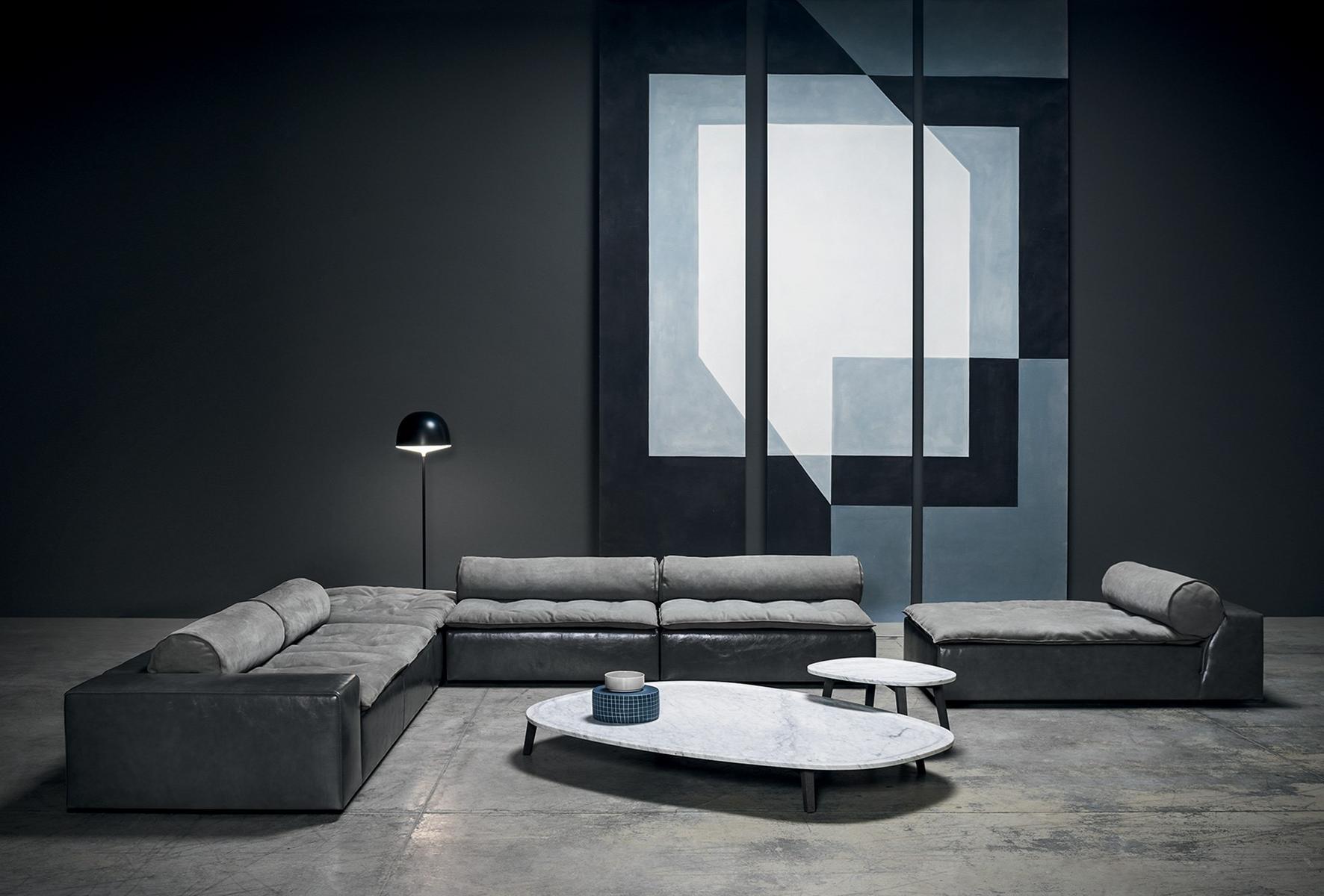 Sectional leather sofa | Miami Roll by Baxter