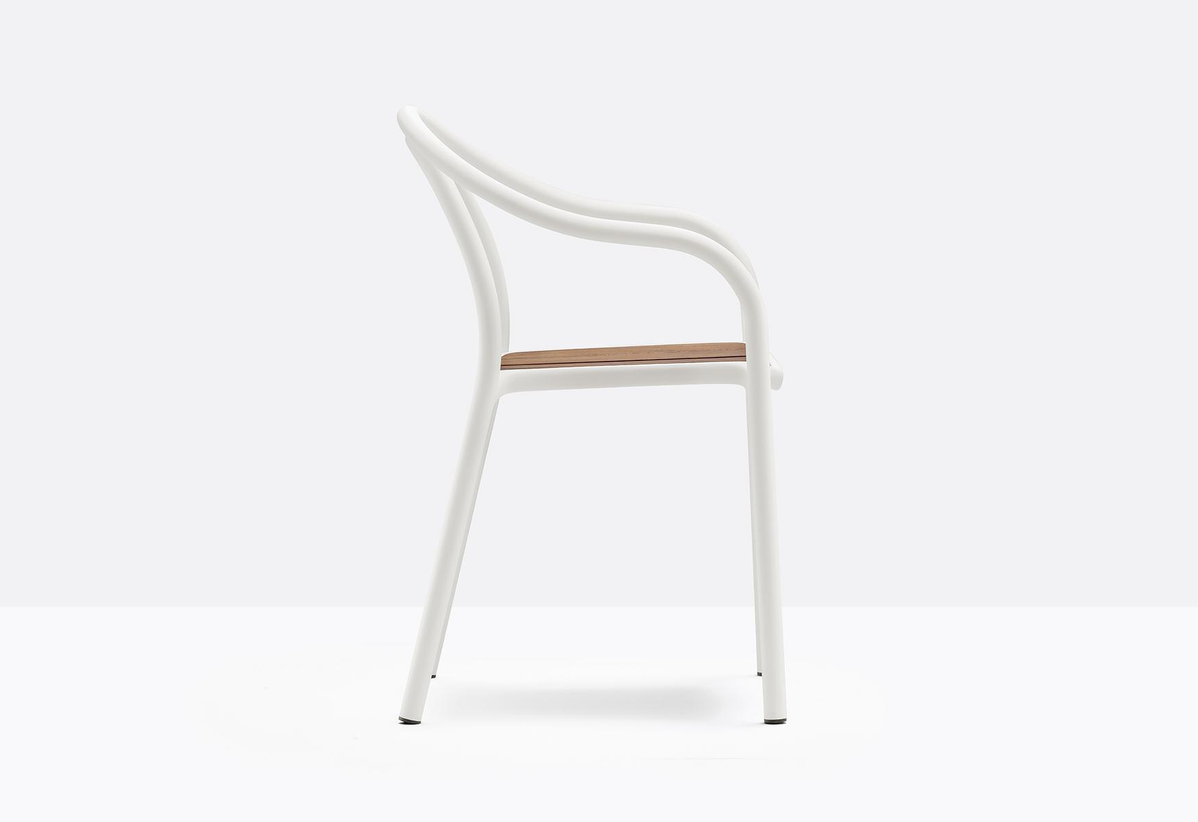 Aluminium and wood garden chair with armrests | Soul Outdoor 3746 by Pedrali