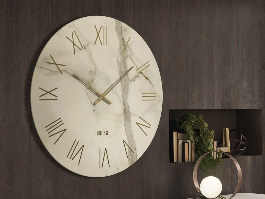 Wall-mounted screen printed glass clock | Portofino by Riflessi