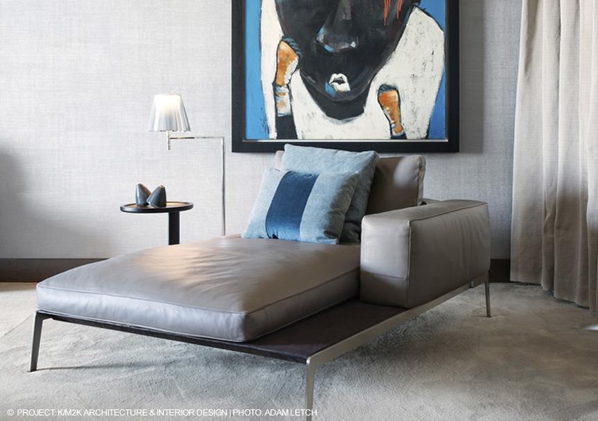 Tanned leather day bed with removable cover | Lifesteel by Flexform