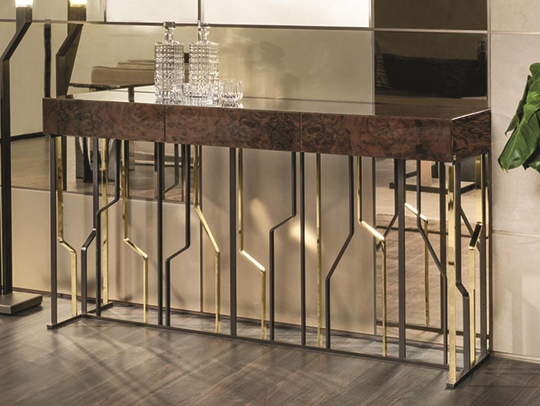 Rectangular leather console with drawers | Ginza Evo by Longhi